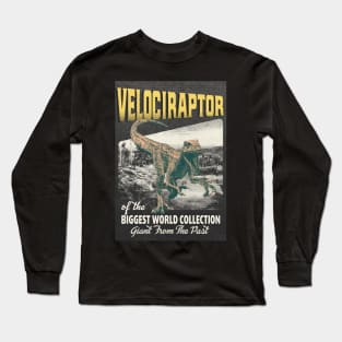 Velociraptor Retro Art - The Biggest World Collection / Giant From The Past Long Sleeve T-Shirt